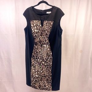 Women's Illusion  Dress Sexy Leopard Print Classic Sheath Dress Barn Outfit Lady